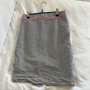 J Crew Seersucker & Neon Pink Detail The Pencil Skirt Size 00
